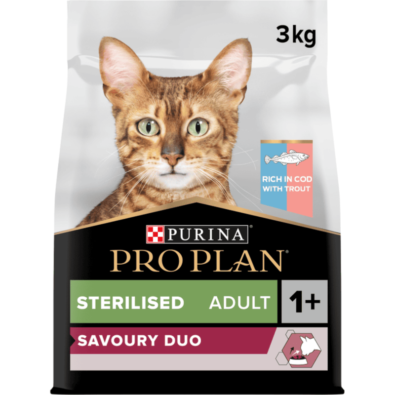 PRO PLAN Sterilised Duo Cat Cod & Turkey Dry Cat Food – 3kg