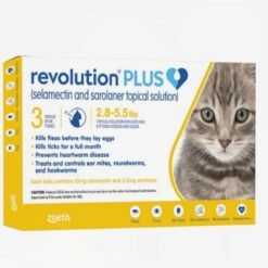Zoetis Revolution Plus 0.25Ml, 1.3–2.5Kg (3 Tubes) – Flea, Tick, Worm & Mite Protection For Cats