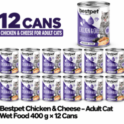 BestPet Cat Chicken Chunks in Gravy with Cheese Wet Cat Food – 400 g x 12 cans
