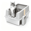 Stainless Steel Open-Top High-Wall Cat Litter Box 61×41×16cm