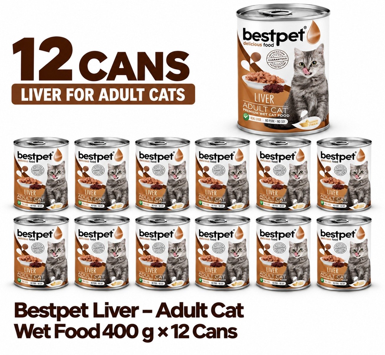 BestPet Cat Chicken Liver in Gravy Wet Cat Food – 400 g x 12 cans
