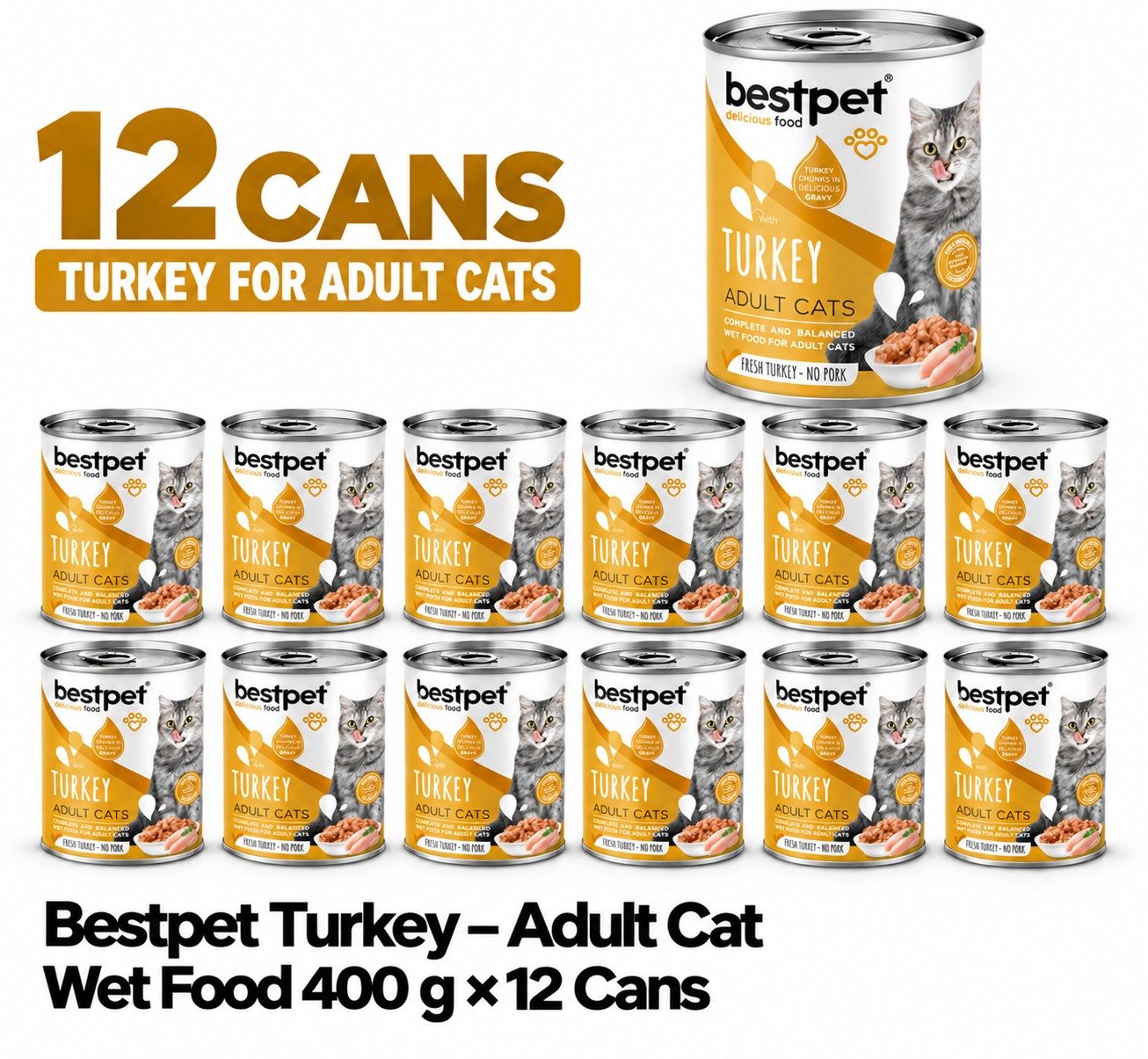 Bestpet Wet Cat Food Turkey In Gravy 400 G x 12